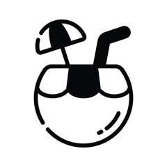 Check this refreshing coconut drink icon designed in glyph style