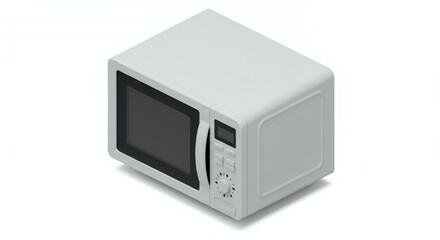 Obraz premium Isometric Light Gray Microwave Oven on White Background