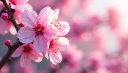 Delicate pink sakura blossoms, full bloom, soft petals , japanese pattern, cherry blossom, pattern