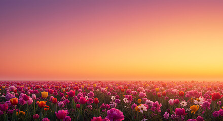Flower Field at Sunset