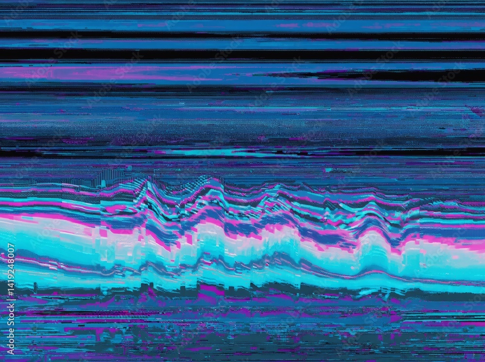 Poster vibrant abstraction with fluid lines and contrasting colors creates a visually stimulating backgroun