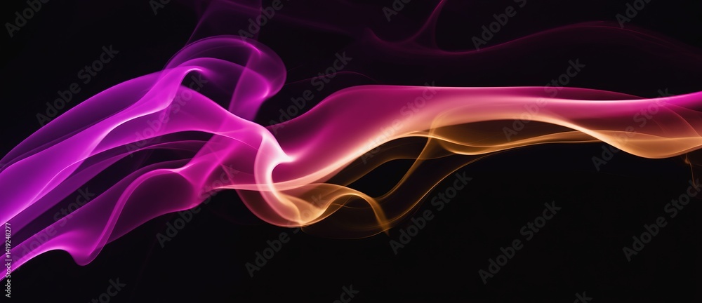 Poster colorful abstract composition featuring flowing shapes and patterns on a dark background showcasing 