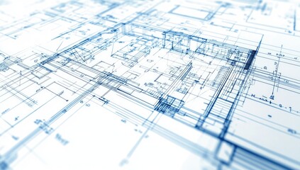 Detailed blueprint of a house with focus on the main room