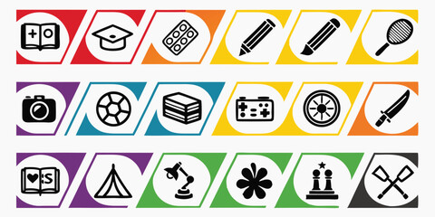 Vector Image Graphic Art Illustration of Education and Science Icons Set Design