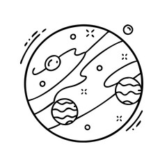 Obraz premium planet with a moon icon, planet with a moon line art - simple line art of planet with a moon, perfect for planet with a moon logos and icons