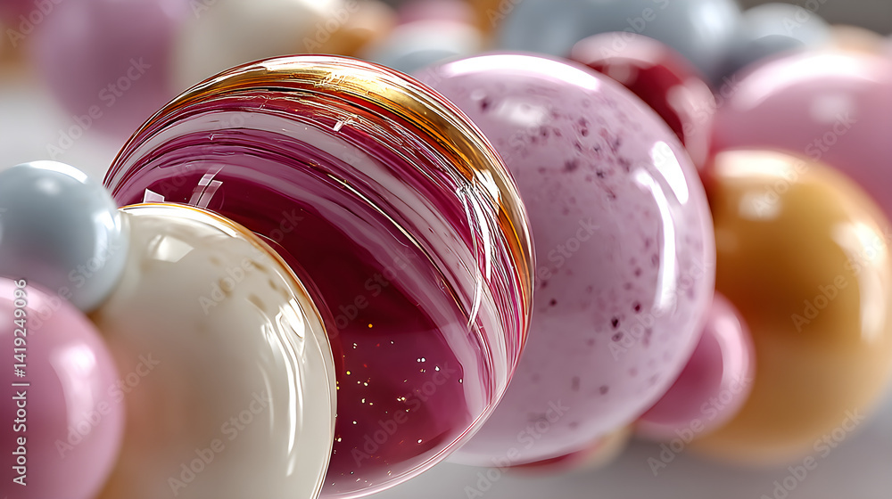 Poster balloon curl loop with dreamy shading. 3d rendered