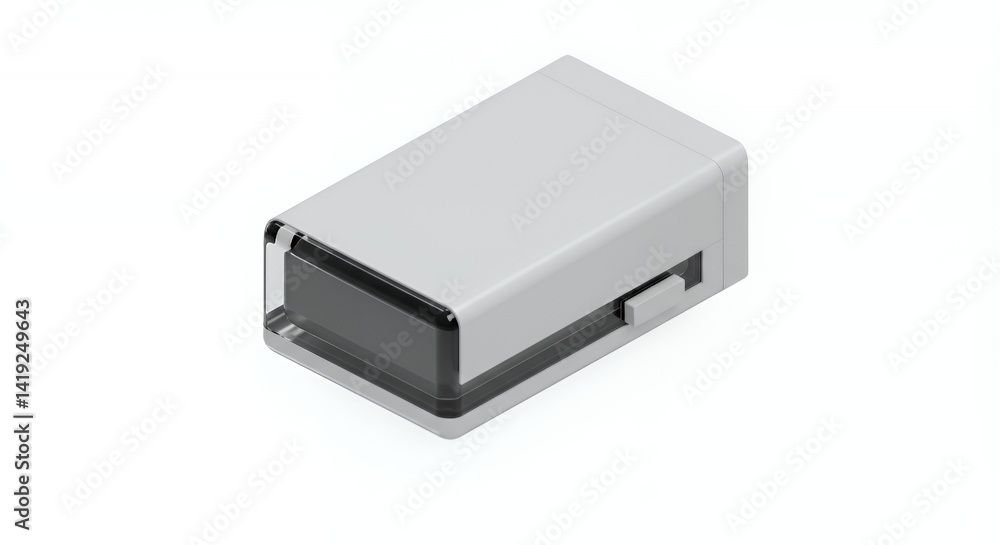 Poster light gray rectangular container 3d rendering isometric view