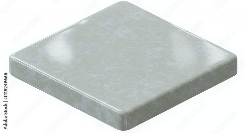 Poster light grey speckled glossy square tile 3d rendering isometric view