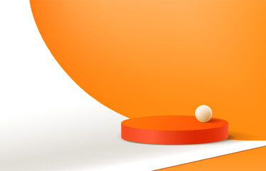 3d rendering, Abstract minimal orange color stage for product display present background.