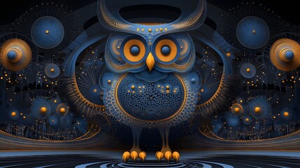 Captivating Celestial Owl with Deeply Layered Cosmic Designs in a Paper Cut Effect Showcasing a Mystical and Ethereal Aesthetic