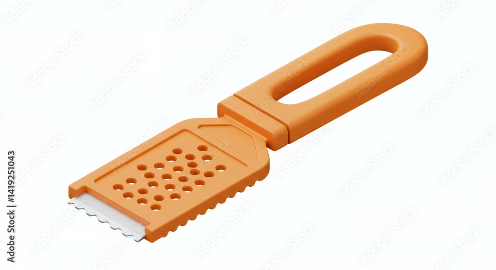 Poster orange zester 3d rendering isometric view on white background