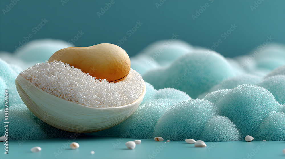 Poster cloud-like bean on soft background. 3d rendered