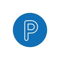 Parking sign icon in line style. Letter P symbol