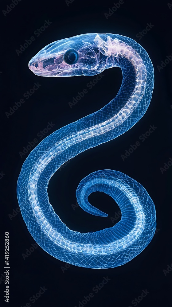 Aufkleber an artistic rendering of a translucent eel, showcasing its unique shape and anatomical features agai
