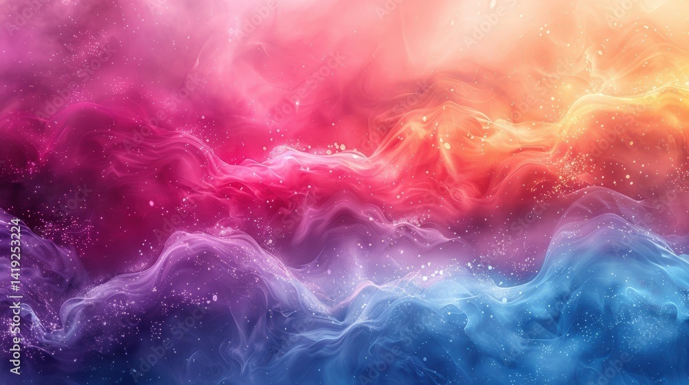 Poster abstract colorful fractal, a swirl of light and texture creating a fluid effect