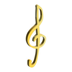 3d treble clef . Hand drawn musical symbol. Single element for print, web, design, decor, logo