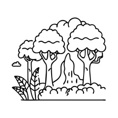 rainforest icon, rainforest line art - simple line art of rainforest, perfect for rainforest logos and icons
