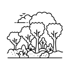 rainforest icon, rainforest line art - simple line art of rainforest, perfect for rainforest logos and icons