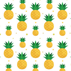 Seamless pattern with pineapples of different sizes, simple style, for different designs.
