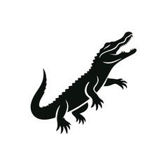 Silhouette Alligator Logo in Dynamic Pose
