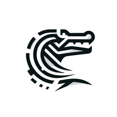 Abstract Alligator Logo Design Using Angular Lines