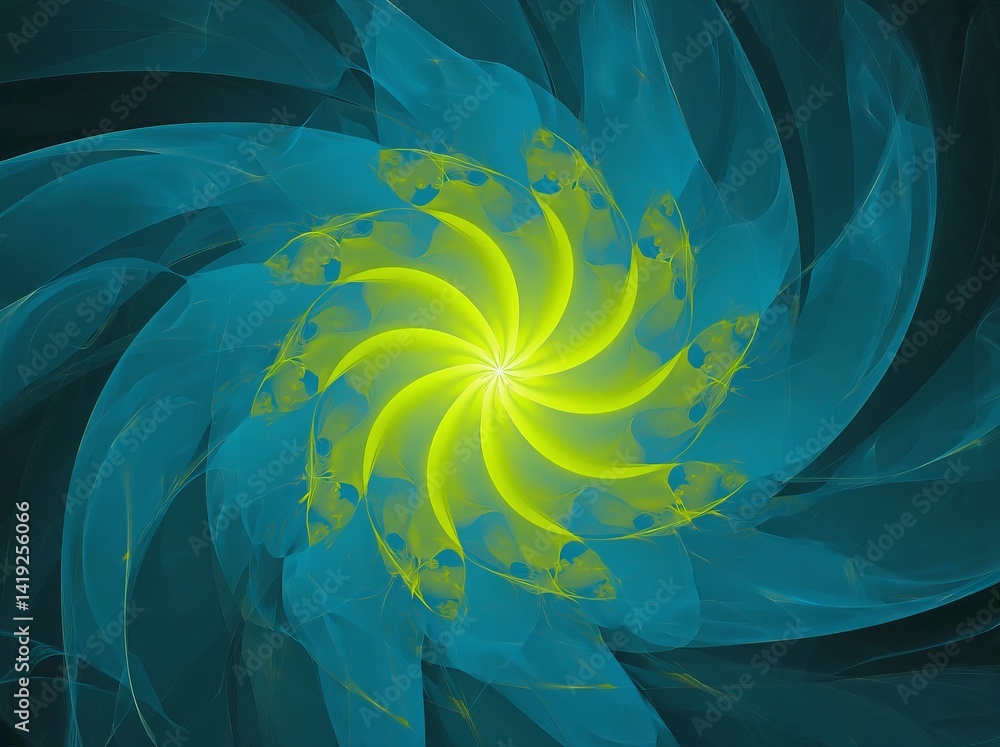 Aufkleber intricate blue and yellow abstraction creating a swirling spiral background design