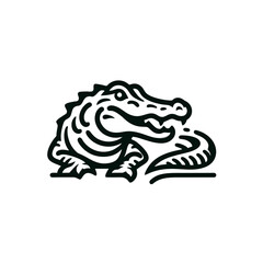 Line Art Alligator Logo, Single Color