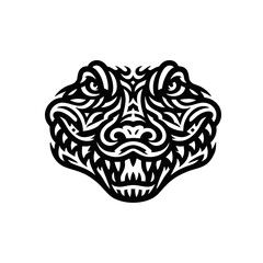 Bold Alligator Face Logo in Tribal Style