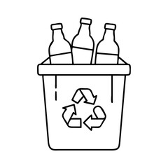 recycling bin with bottles icon, recycling bin with bottles line art - simple line art of recycling bin with bottles, perfect for recycling bin with bottles logos and icons