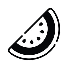 An editable glyph style icon of watermelon slice