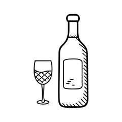 red wine bottle icon, red wine bottle line art - simple line art of red wine bottle, perfect for red wine bottle logos and icons