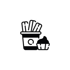 Churros sticks with dip sauce, glyph icon ready for premium download