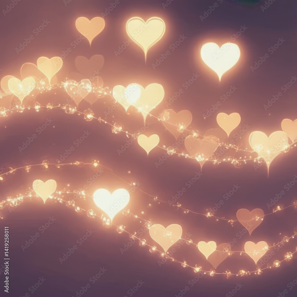 Poster soft glowing hearts create an enchanting abstract background full of light and warmth