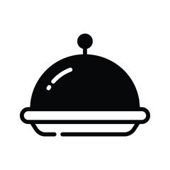 A handy glyph style icon of food cloche serving