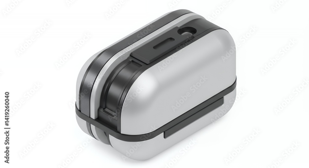 Poster silver and black rectangular container 3d isometric rendering