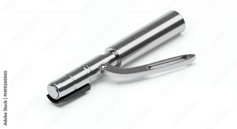 Poster silver basting tool 3d rendering isometric view on white background