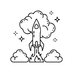 rocket exhaust flames icon, rocket exhaust flames line art - simple line art of rocket exhaust flames, perfect for rocket exhaust flames logos and icons