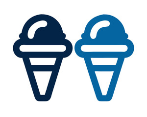 Dual Ice Cream Cones in Blue Tones for Cool Treats  