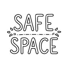 safe space text icon, safe space text line art - simple line art of safe space text, perfect for safe space text logos and icons