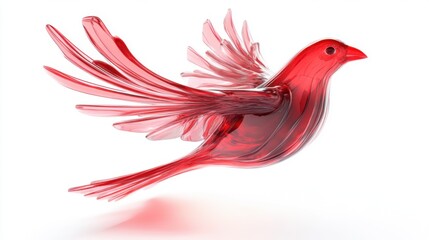 Obraz premium Abstract Red Glass Bird in Flight: A Stunning 3D Render of Elegance and Freedom