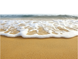 Serene Coastal Scene: Ocean Waves Gently Kissing Golden Sands