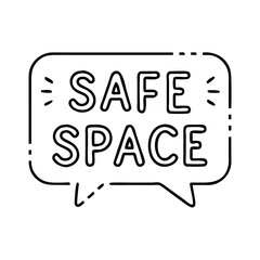 safe space text icon, safe space text line art - simple line art of safe space text, perfect for safe space text logos and icons
