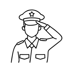 saluting soldier icon, saluting soldier line art - simple line art of saluting soldier, perfect for saluting soldier logos and icons