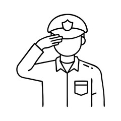 saluting soldier icon, saluting soldier line art - simple line art of saluting soldier, perfect for saluting soldier logos and icons