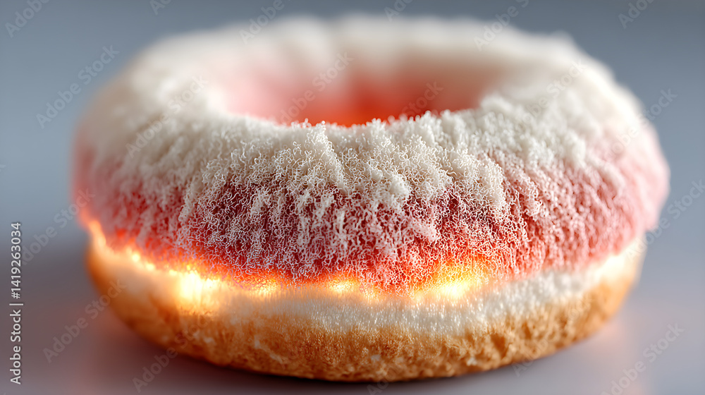 Poster puffy donut curl under soft lighting. 3d rendered
