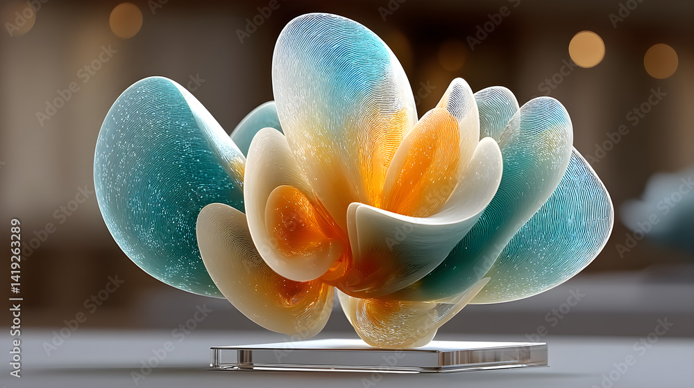Poster puffy floating shape with smooth fade. 3d rendered