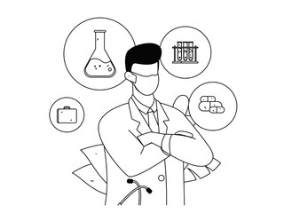 Medical characters fighting the epidemic flat vector concept operation hand drawn illustration
