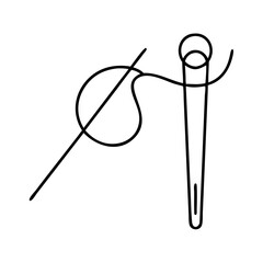 sewing needle and thread icon, sewing needle and thread line art - simple line art of sewing needle and thread, perfect for sewing needle and thread logos and icons