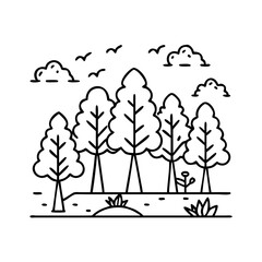 shade tree icon, shade tree line art - simple line art of shade tree, perfect for shade tree logos and icons