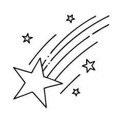 shooting star icon, shooting star line art - simple line art of shooting star, perfect for shooting star logos and icons